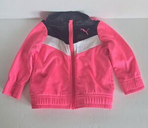 Puma Pink And Black Zip-Up Jacket Baby Girl Size 0-3 months